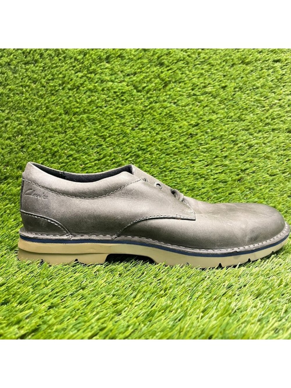 Clarks Eastridge Low Mens Size 9 Gray Casual Leather Lace Up Oxfords Shoes